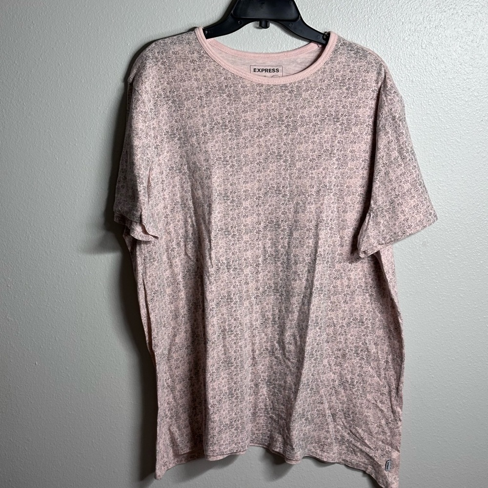 Express Men Casual Pink Beige Print‎ T-shirt Size XL